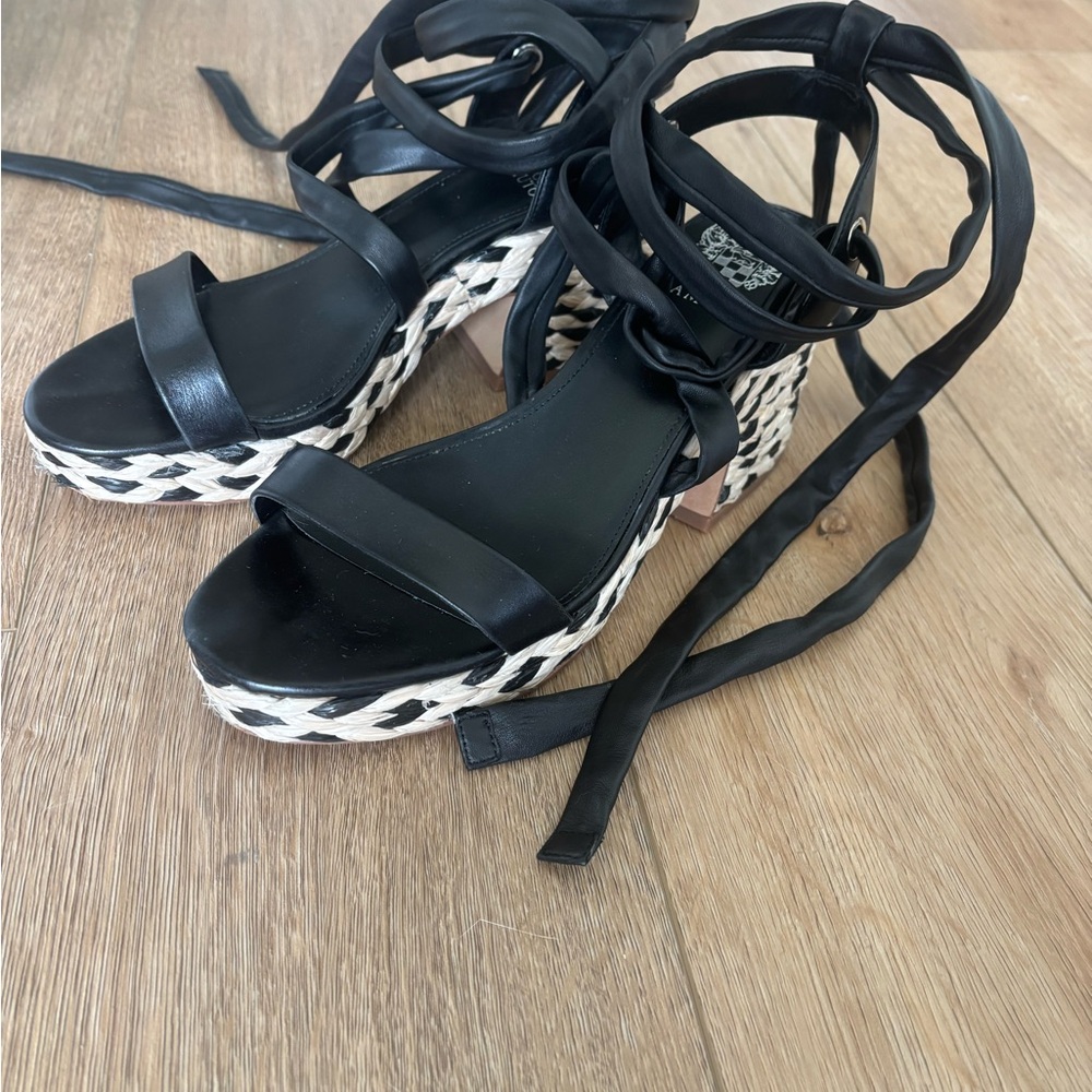Elegant Black Strappy Wedge Sandals